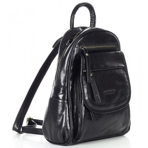 Modern Rucksack für Damen aus italienischem Leder - Schwarz & braun 